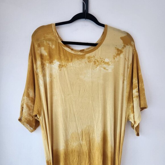 Free People Alyssa Wrap Dress Tie-Dye Yellow Full Length Maxi Women's L - Picture 3 of 11